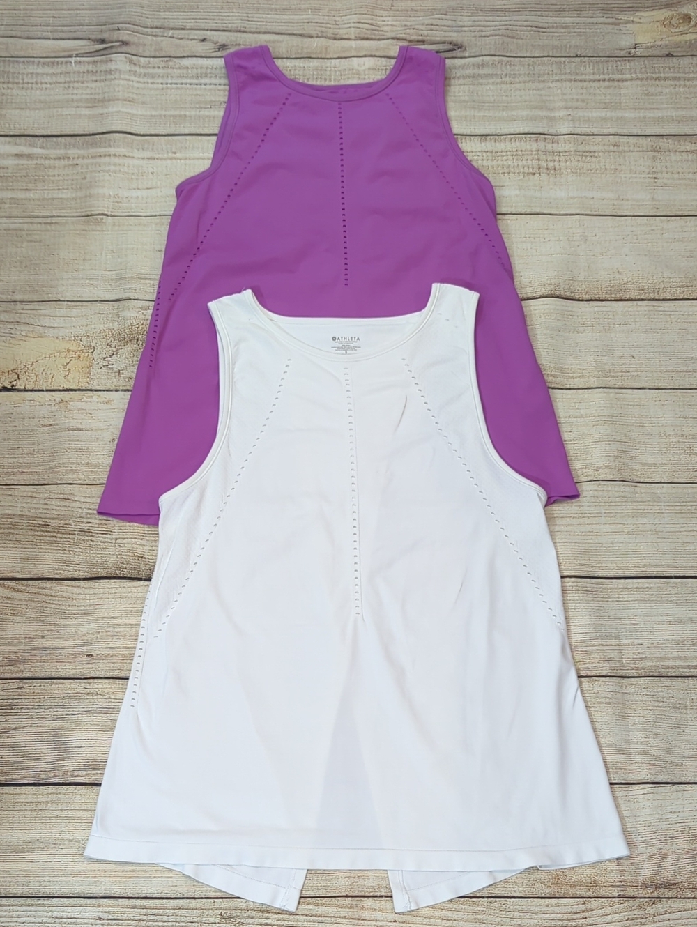 Athleta Women's  Foothill Lot Of 2  Tank Tops White/ Purple Small